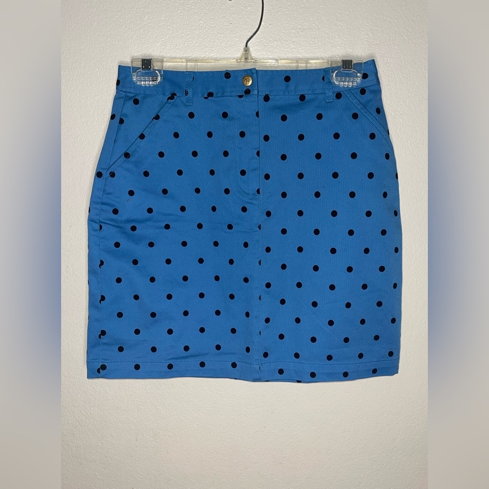 Brooks Brothers Fleece Blue Polka Dot Mini Skirt Size 16 NWT